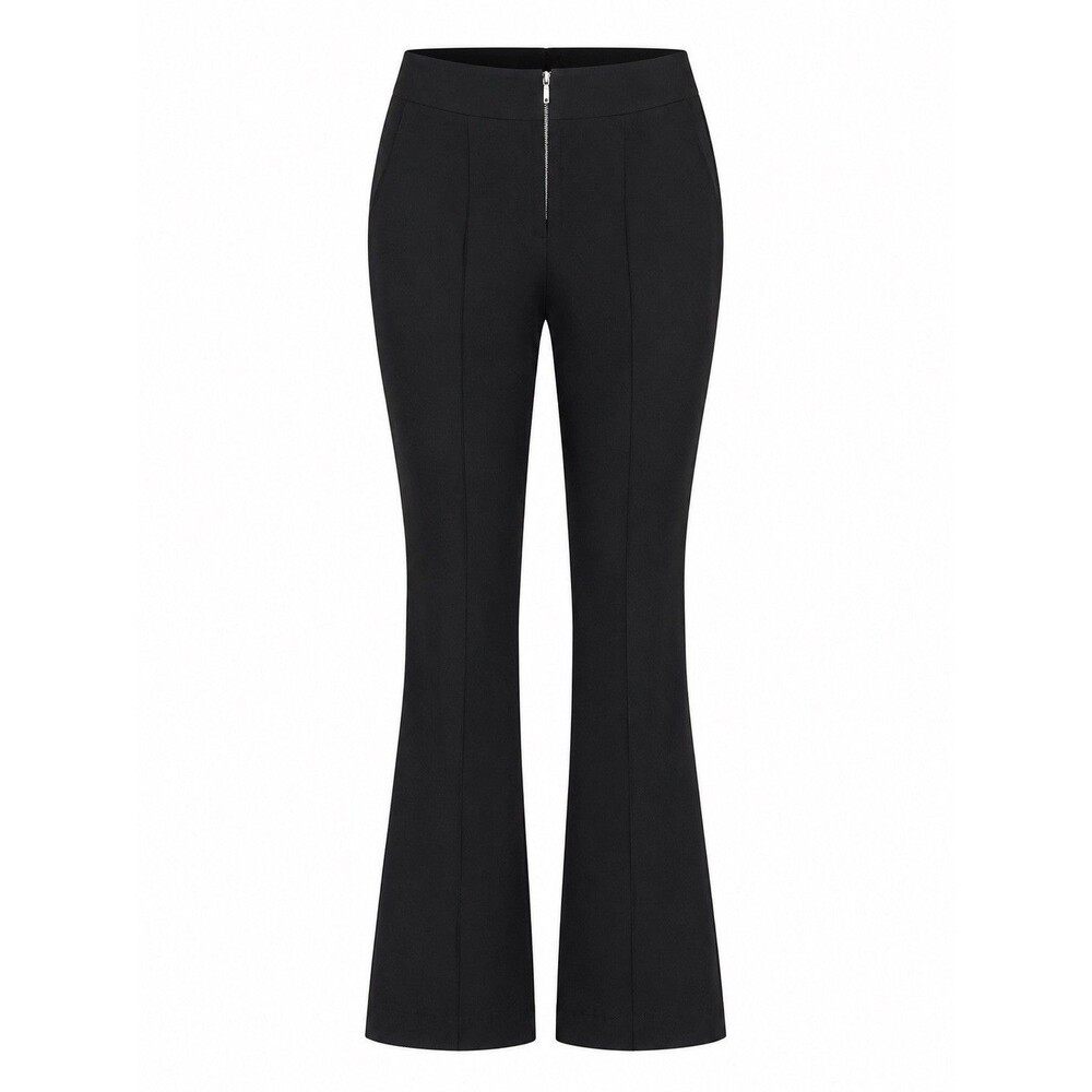 Free People Women’s Black Solid Flared Dress Pants Flat Front Zip Zipper Sz Med.